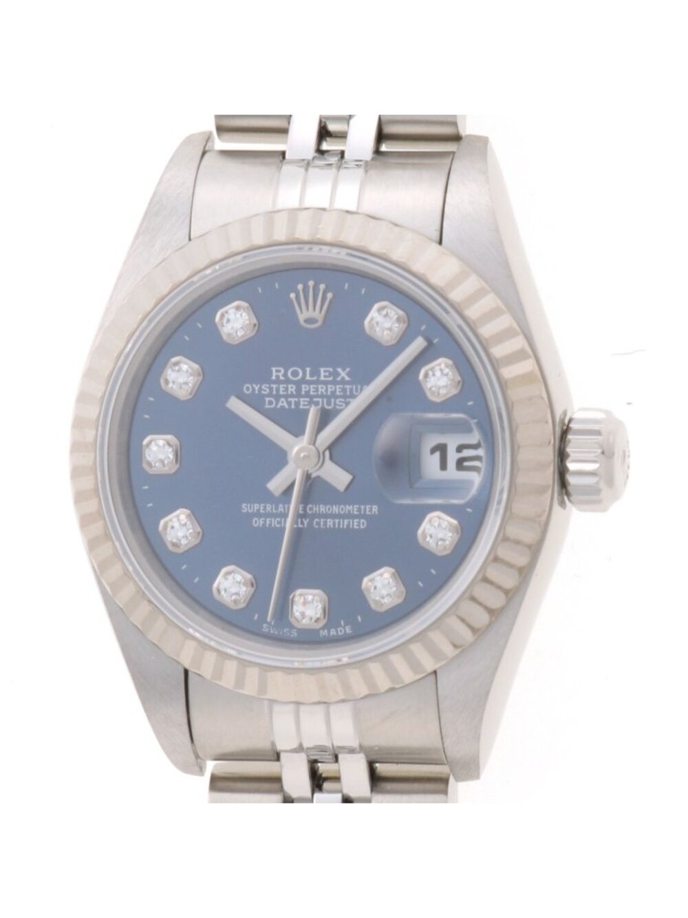 Rolex Datejust 26 Watch 18k White Gold 18k SS Stainless Steel Blue New Diamond